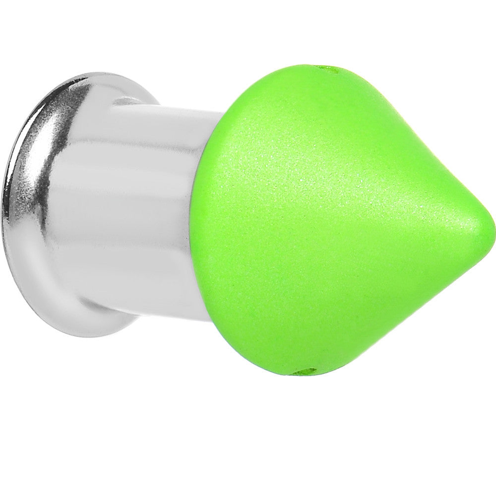 0G Green Neon Cone Stainless Steel Plug
