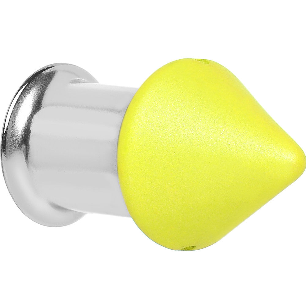 0G Yellow Neon Cone Stainless Steel Plug
