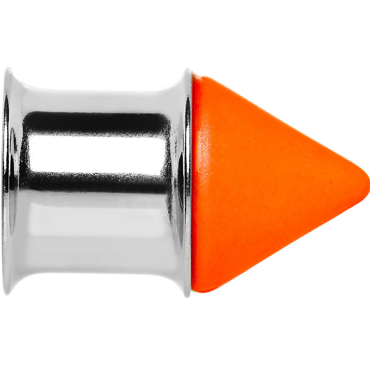 00G Orange Neon Cone Stainless Steel Plug