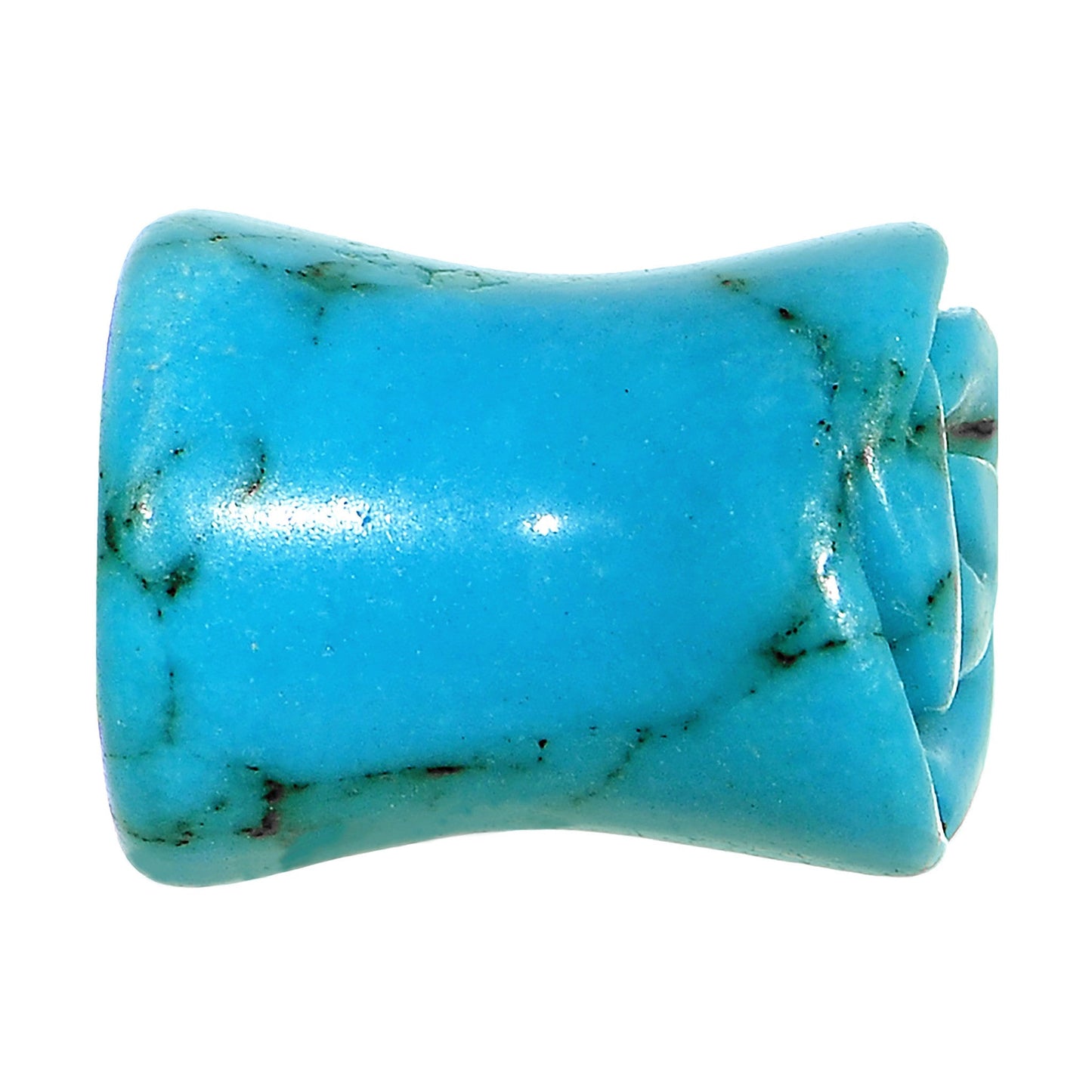 0G Natural Blue Turquoise Blooming Flower Stone Saddle Plug