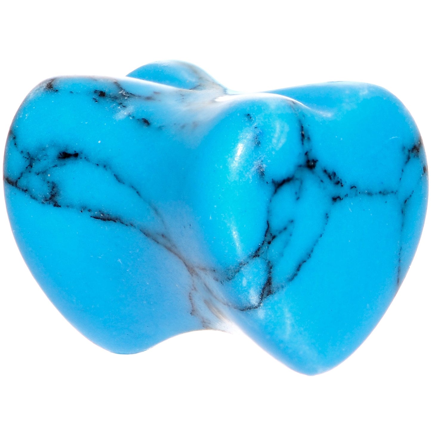 00G Natural Blue Turquoise Sweet Heart Stone Saddle Plug