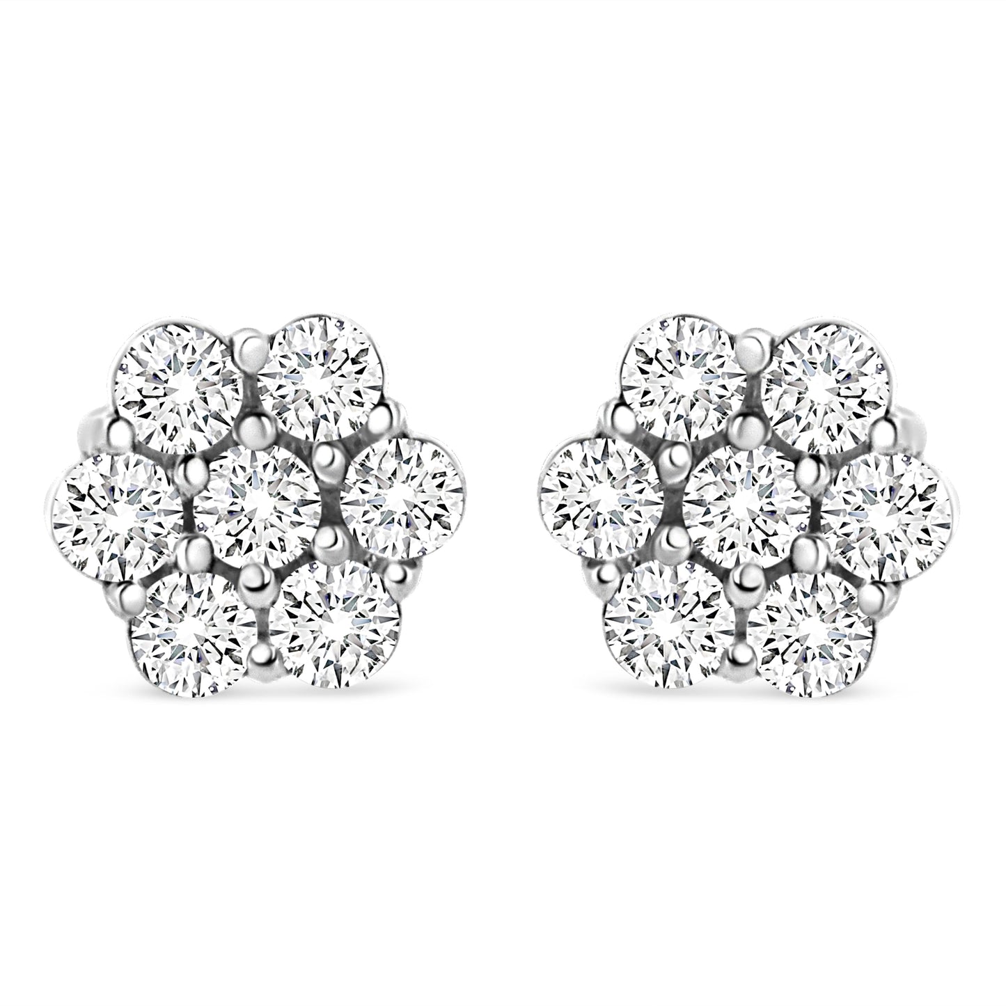 14K White Gold 1/2 cttw Round-Cut Diamond Floral Stud Earrings (I-J Color, SI2-I1 Clarity)