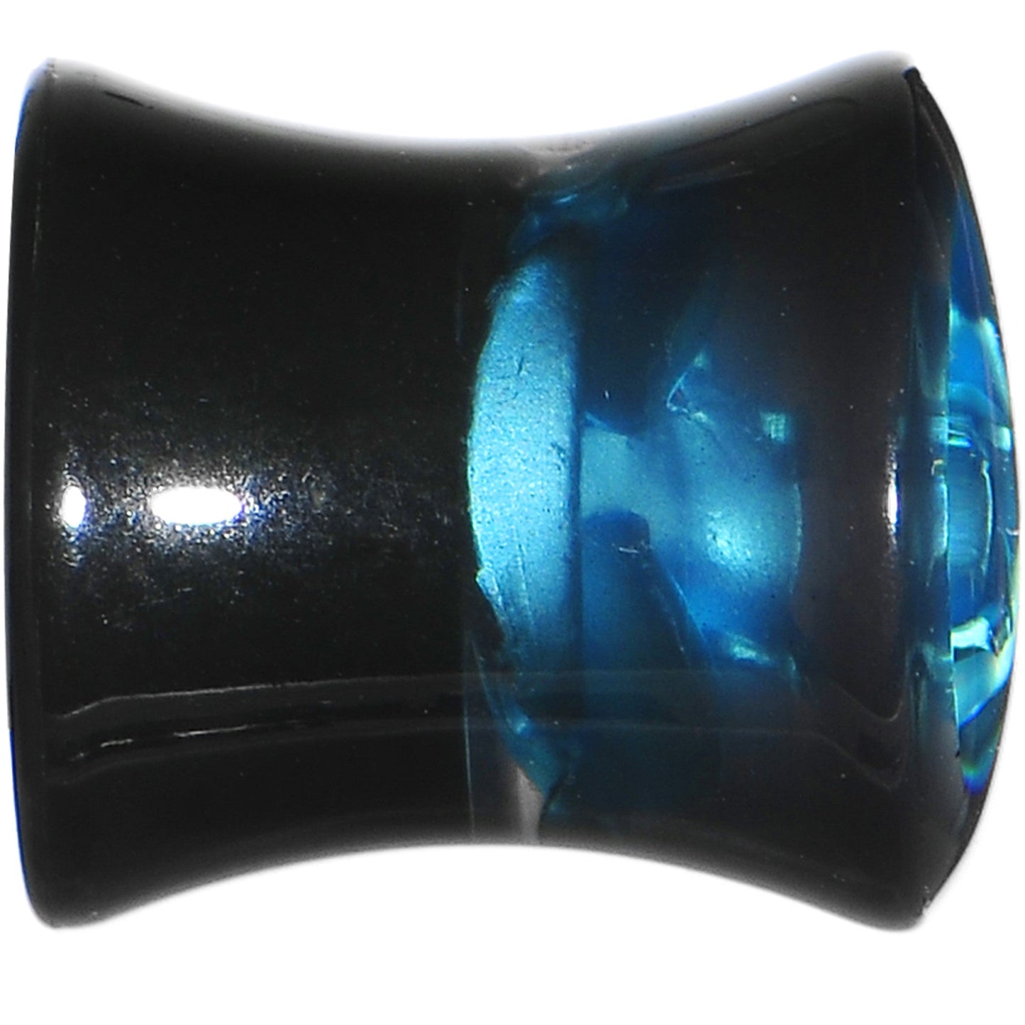 0G Black Acrylic Aqua Rose Flower Saddle Plug Set