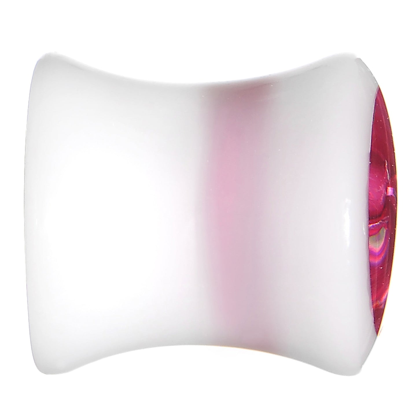0G White Acrylic Pink Metallic Rose Flower Plug