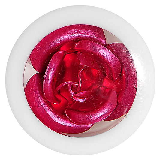 00G White Acrylic Pink Metallic Rose Flower Plug