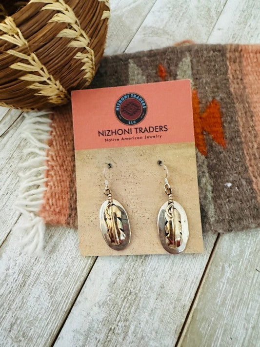 Navajo Gold Plated Sterling Silver Dangle Earrings