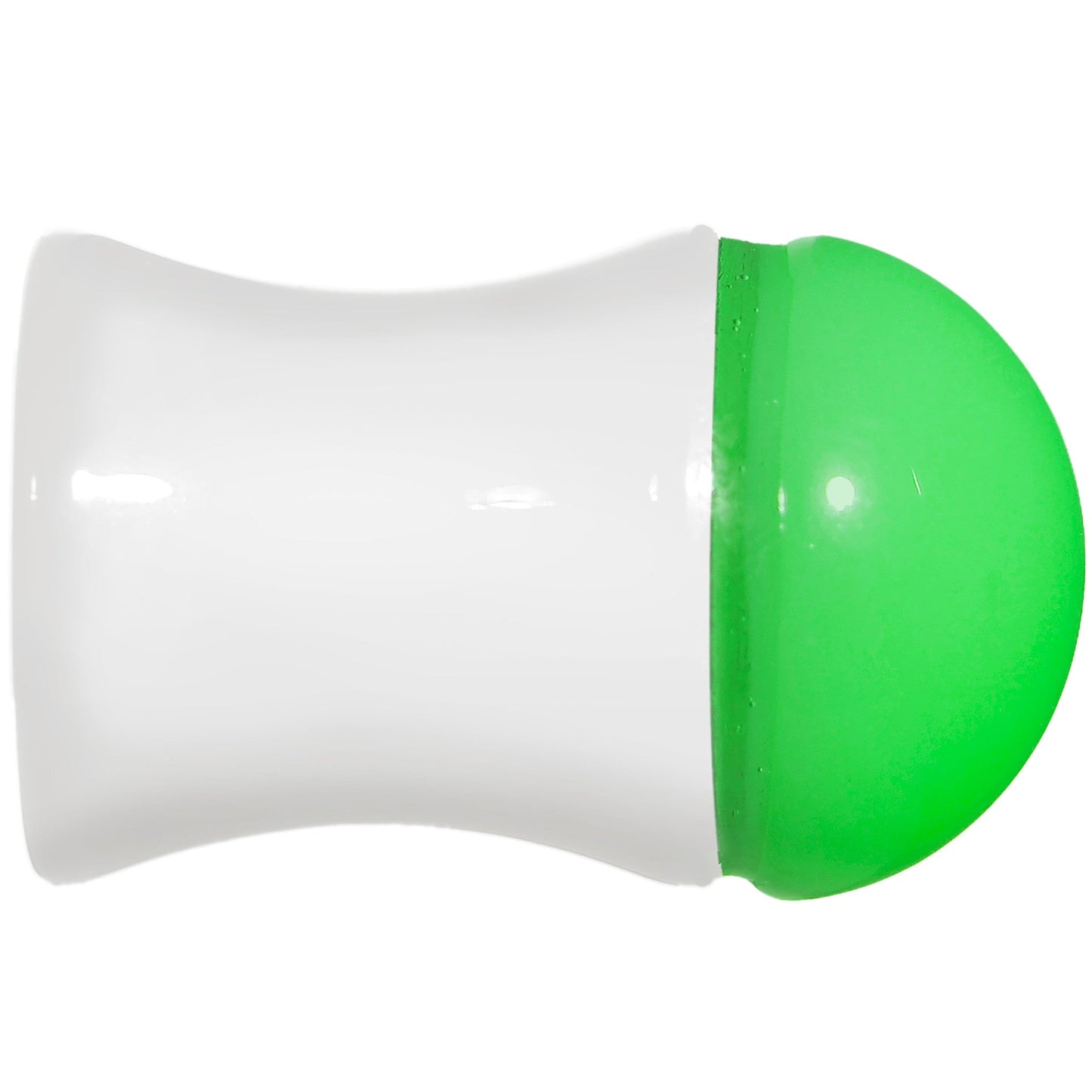 0G White Neon Green Acrylic Saddle Plug
