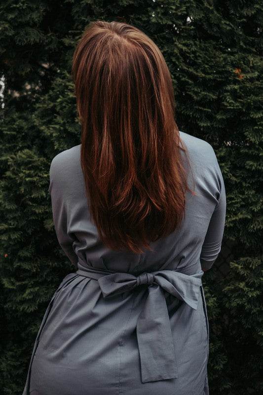 Dress jacket 3/4 sleeve ties in front with pockets