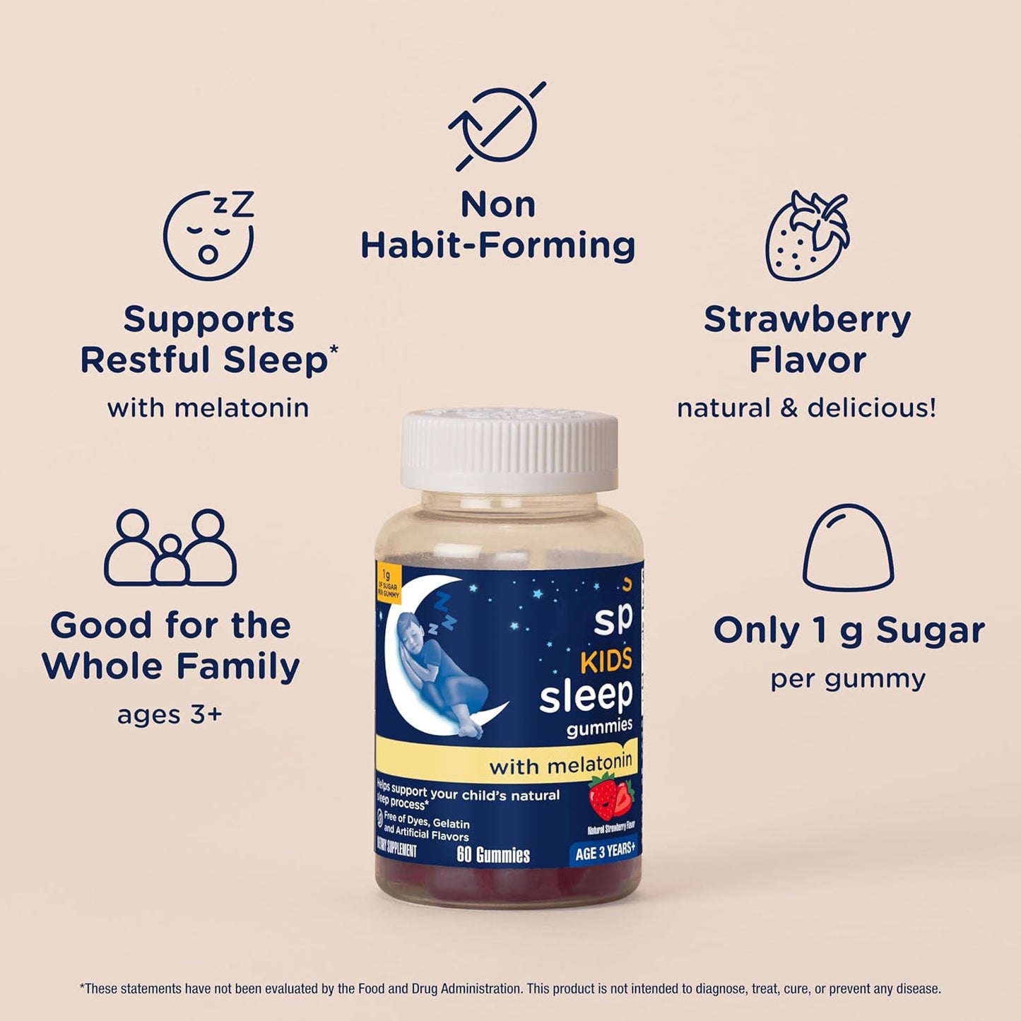 Childrens Melatonin Gummies Strawberry Flavor Functional Gummies