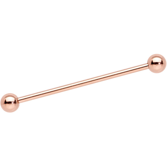 14G 1 3/8 Rose Gold Plated Straight Barbell