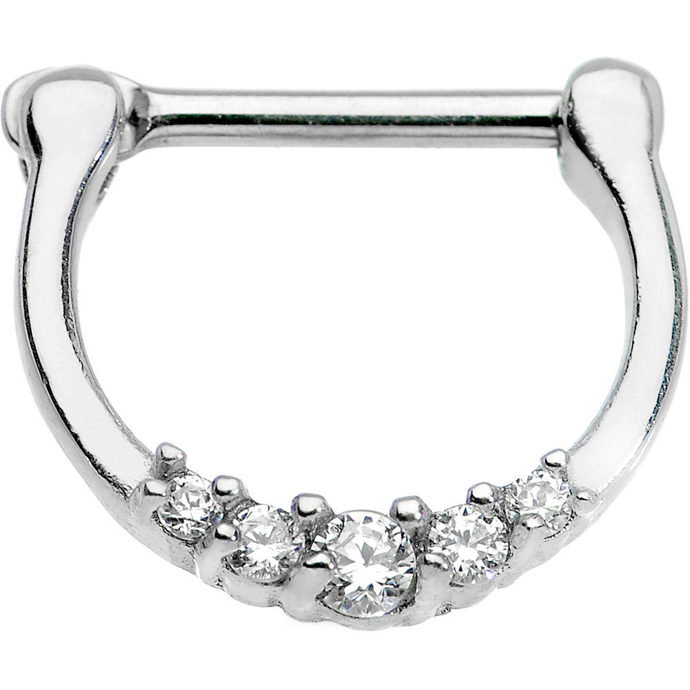 16G 5/16 Surgical Steel Clear CZ Septum Clicker