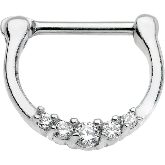 16G 5/16 Surgical Steel Clear CZ Septum Clicker