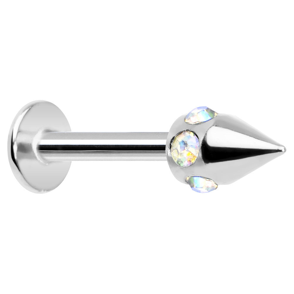 16G Stainless Steel Aurora Gem Cone Labret Monroe