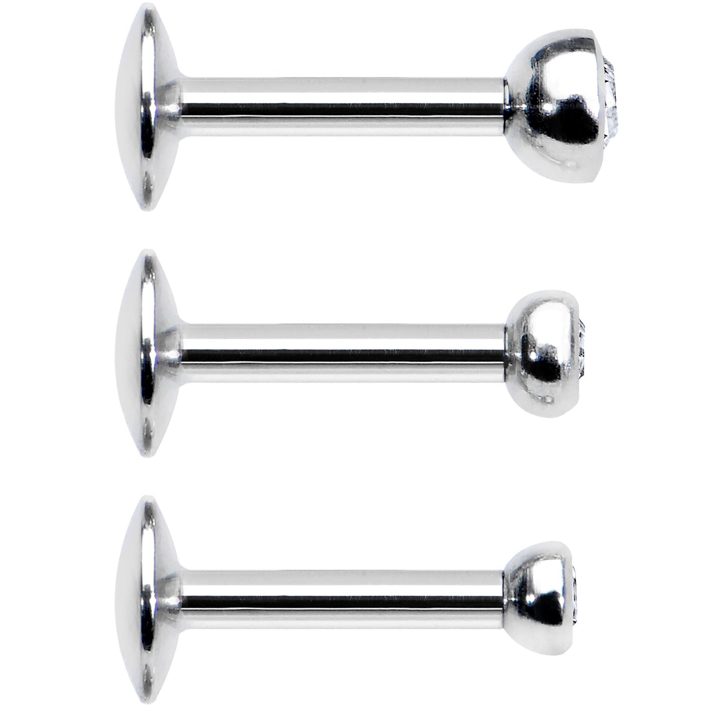 16G 1/4 Clear Gem Helix Cartilage Barbell 3 Pack Set