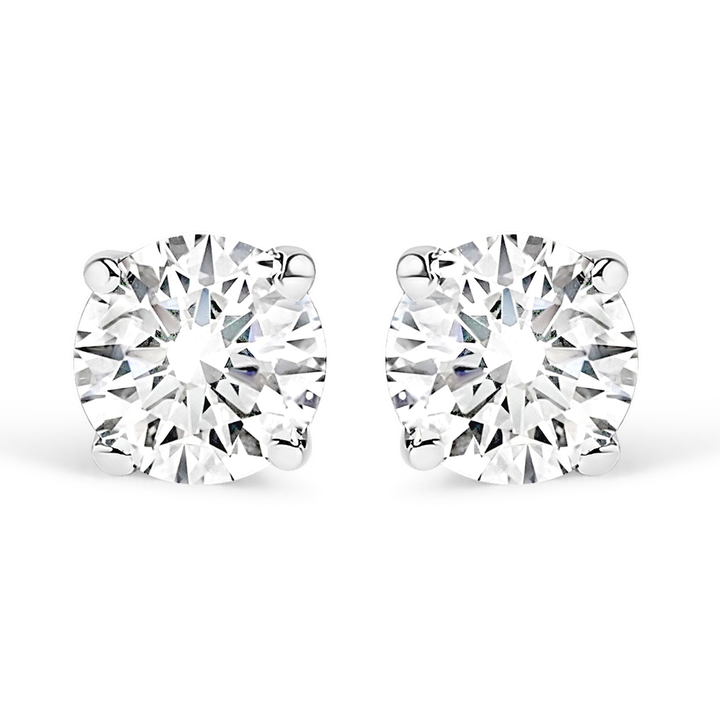 14K White Gold 5/8 Cttw Round Brilliant-Cut Lab Grown Diamond Classic 4-Prong Push back Stud Earrings (F-G Color, VS1-VS2 Clarity)