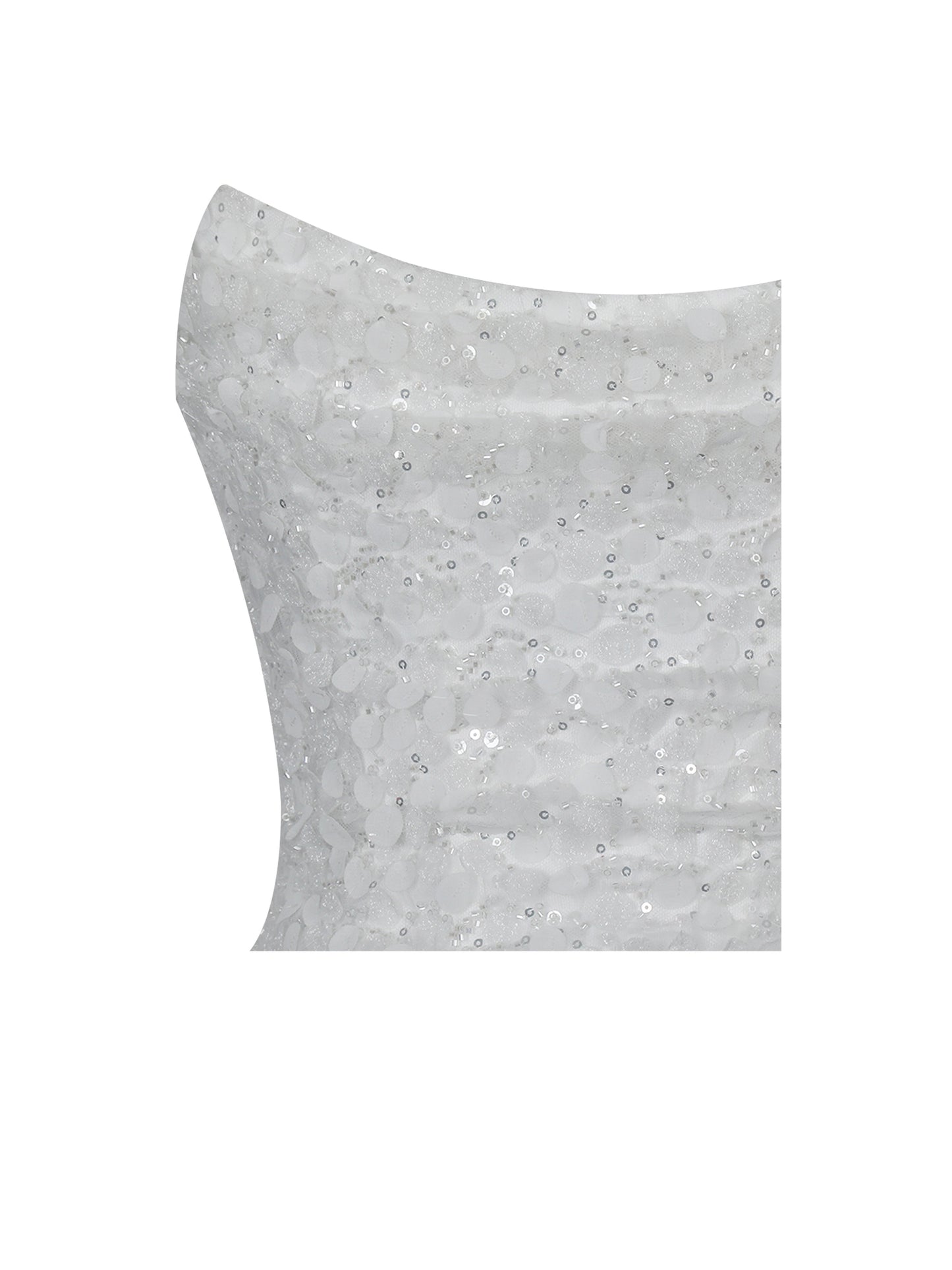 Tressa White Beaded Mesh Strapless Mini Wedding Dress