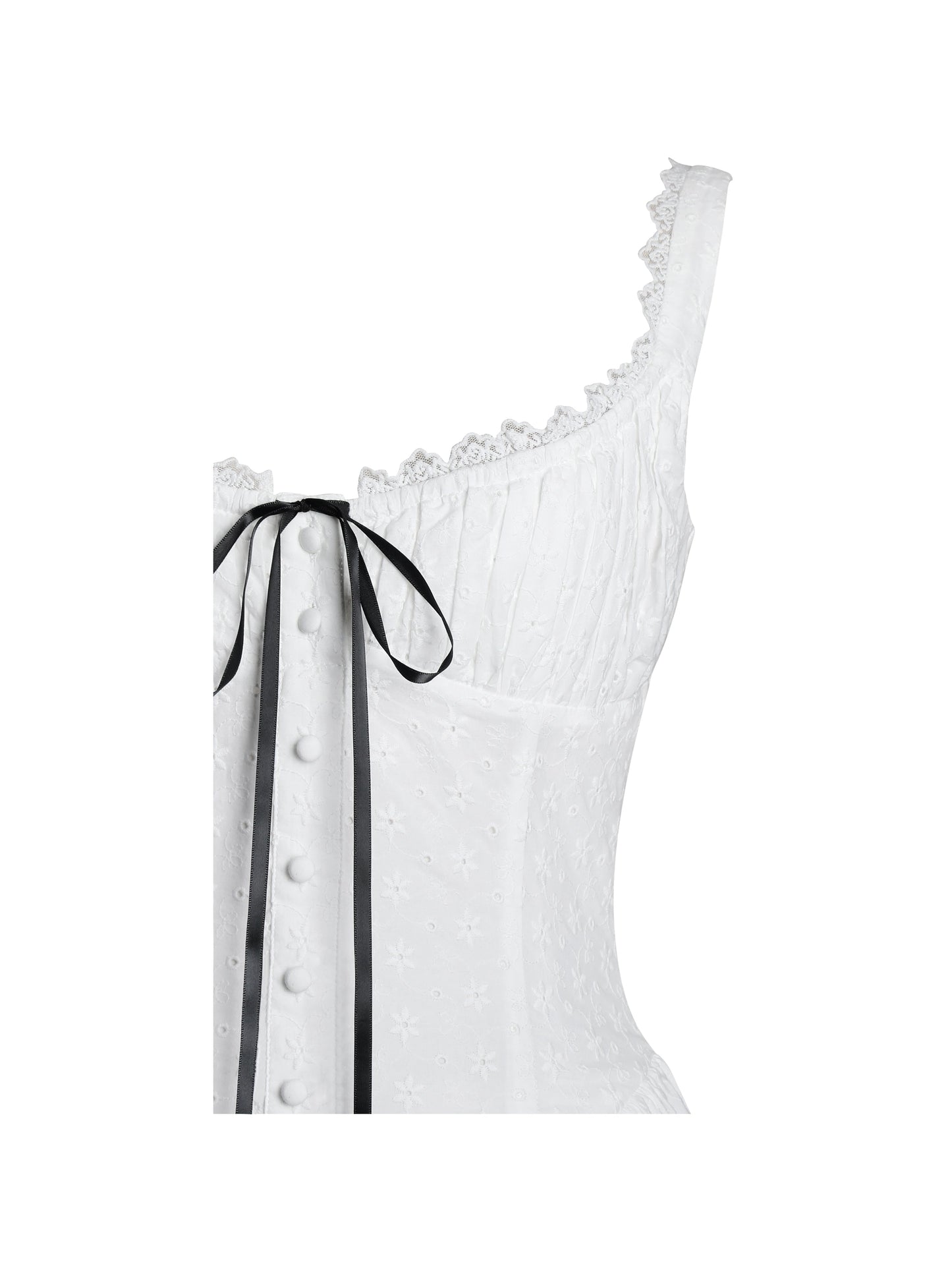 Madison Cotton Eyelet Square Neck Midi Dress