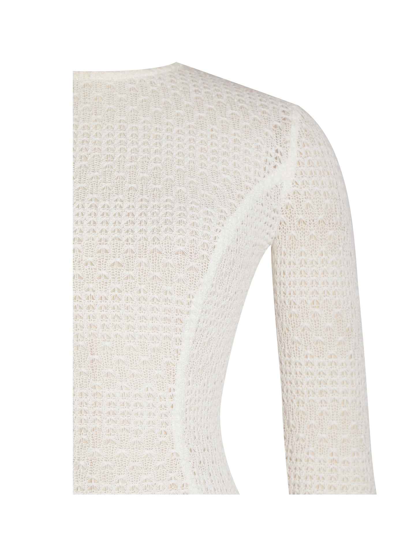 Pamina Beige Crochet Long Sleeve Midi Flare Mermaid Dress