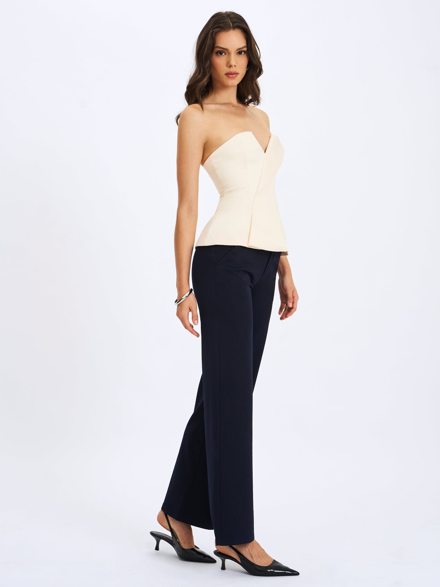 Yanin Navy Low-Rise Straight Leg Pants