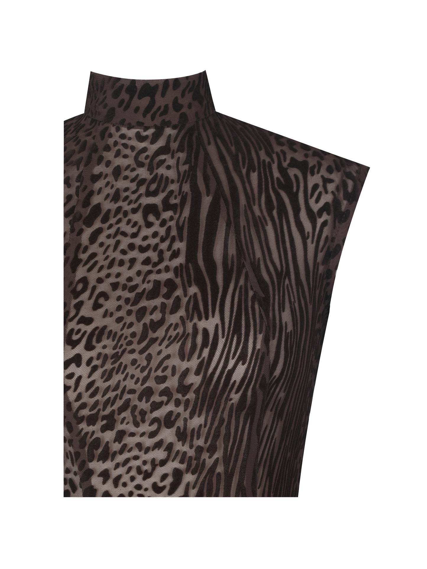 Tyanna Mocha Burnout Velvet Mesh Backless Mermaid Maxi Dress