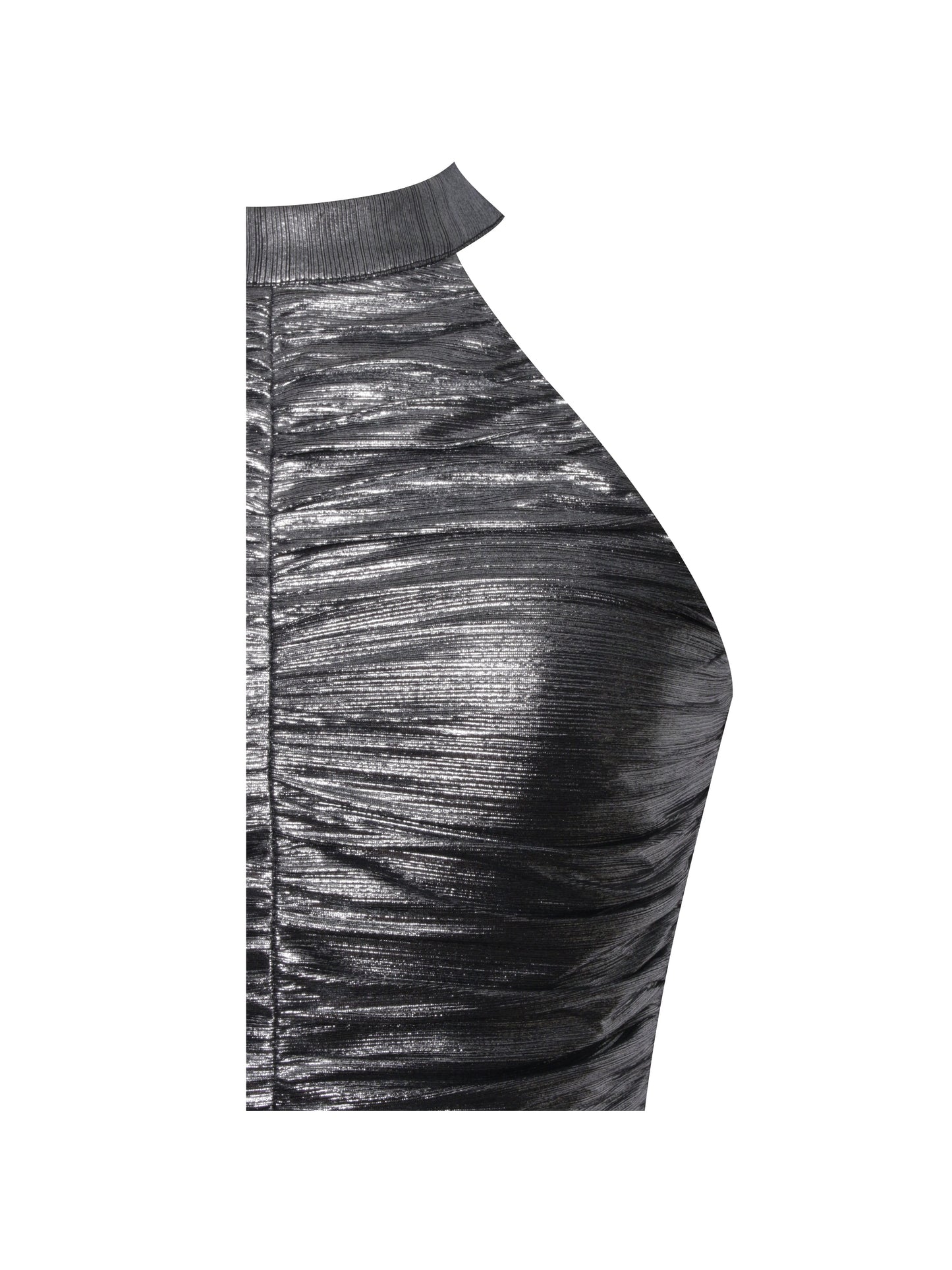 Abril Ruched Silver Glitter Backless Gown