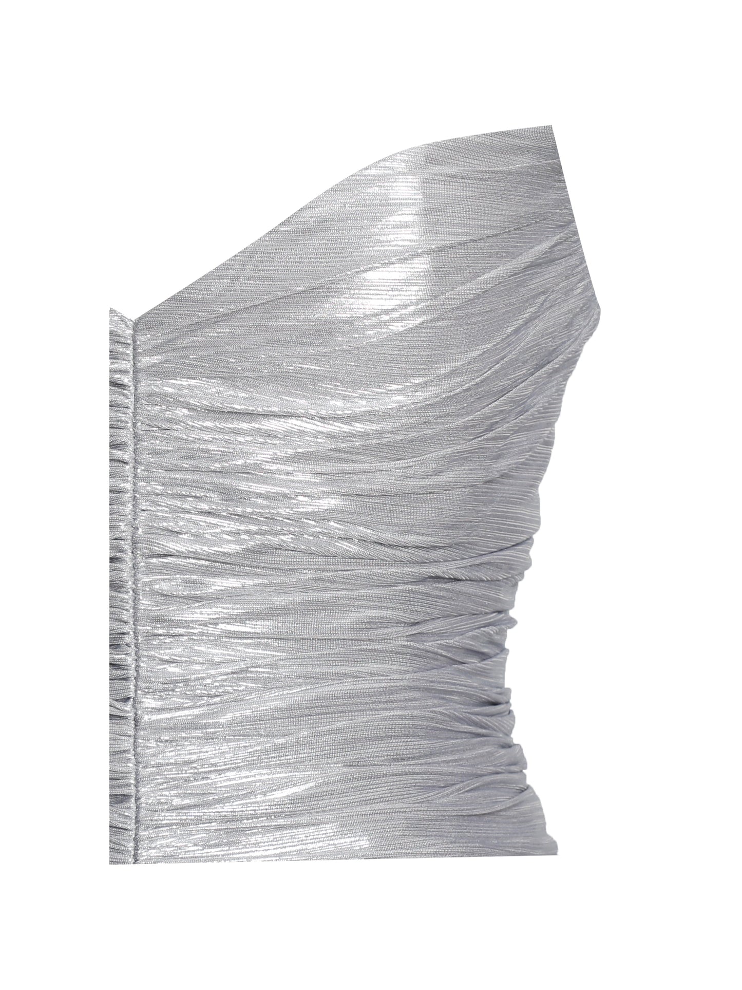 Sable Ruched Silver Glitter Mermaid Gown
