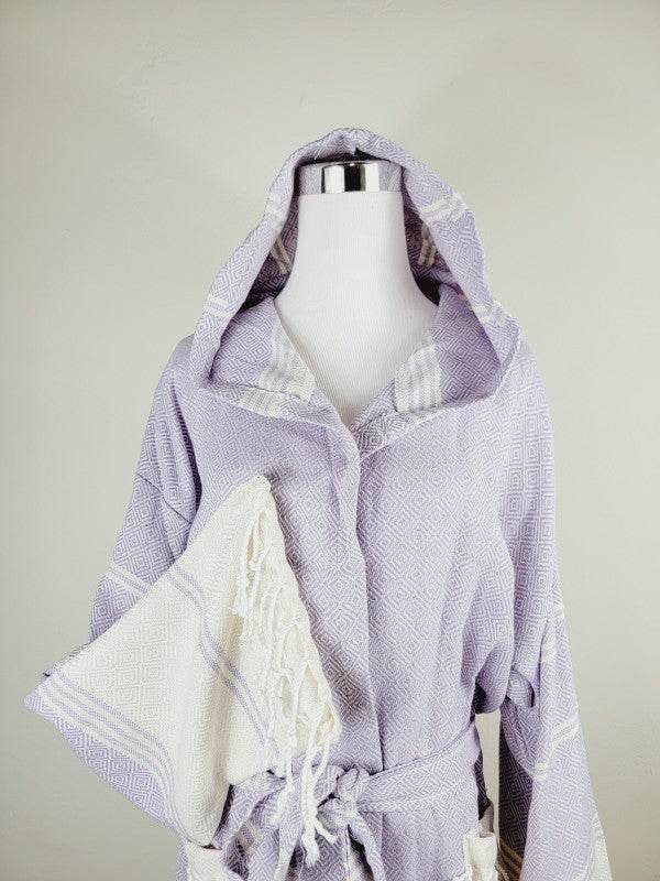Unisex Robe, Beach or spa Robe with pockets - Lila