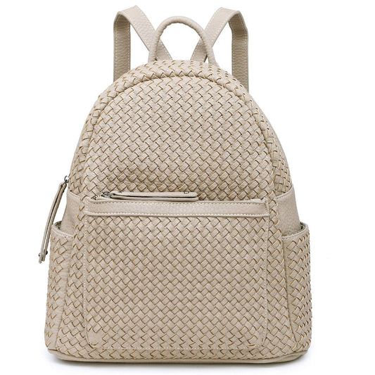 Woven backpack purse for women beige 2068 BR