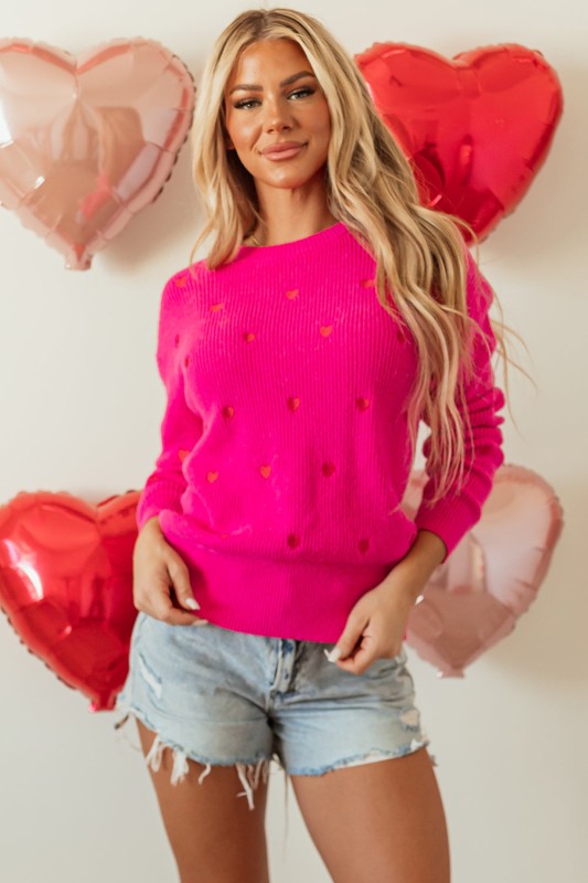 Valentine Heart Drop Shoulder Crewneck Sweater