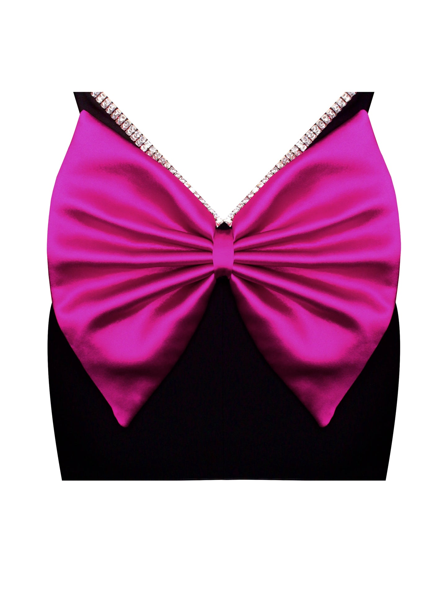 Flore Black Crystal Straps Backless Gown With Bow