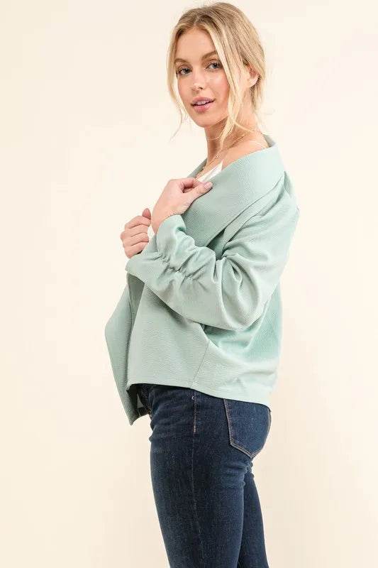 And The Why Stretch Non-Wrinkled Basic Open-Front Blazer