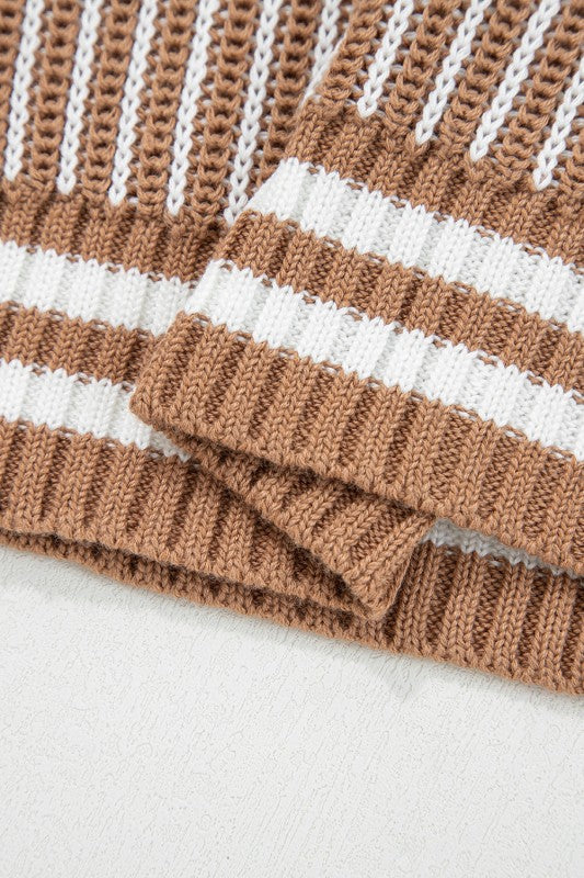 Stripe Patchwork Drop Shoulder Sweater