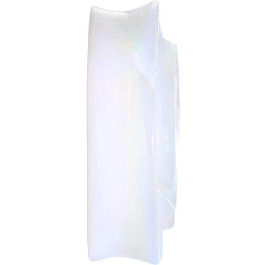 38mm Opalite Natural Stone Rose Flower Double Flare Saddle Plug