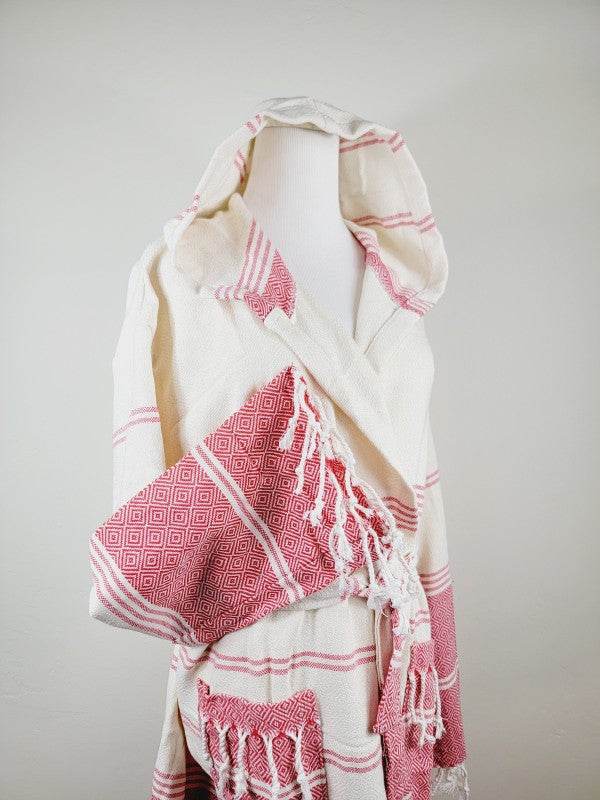 Unisex Robe, Beach or spa Robe with pockets - Red