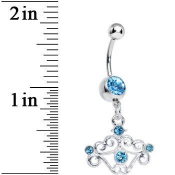 Aqua Gem Fancy Swirled Cupcake Dangle Belly Ring