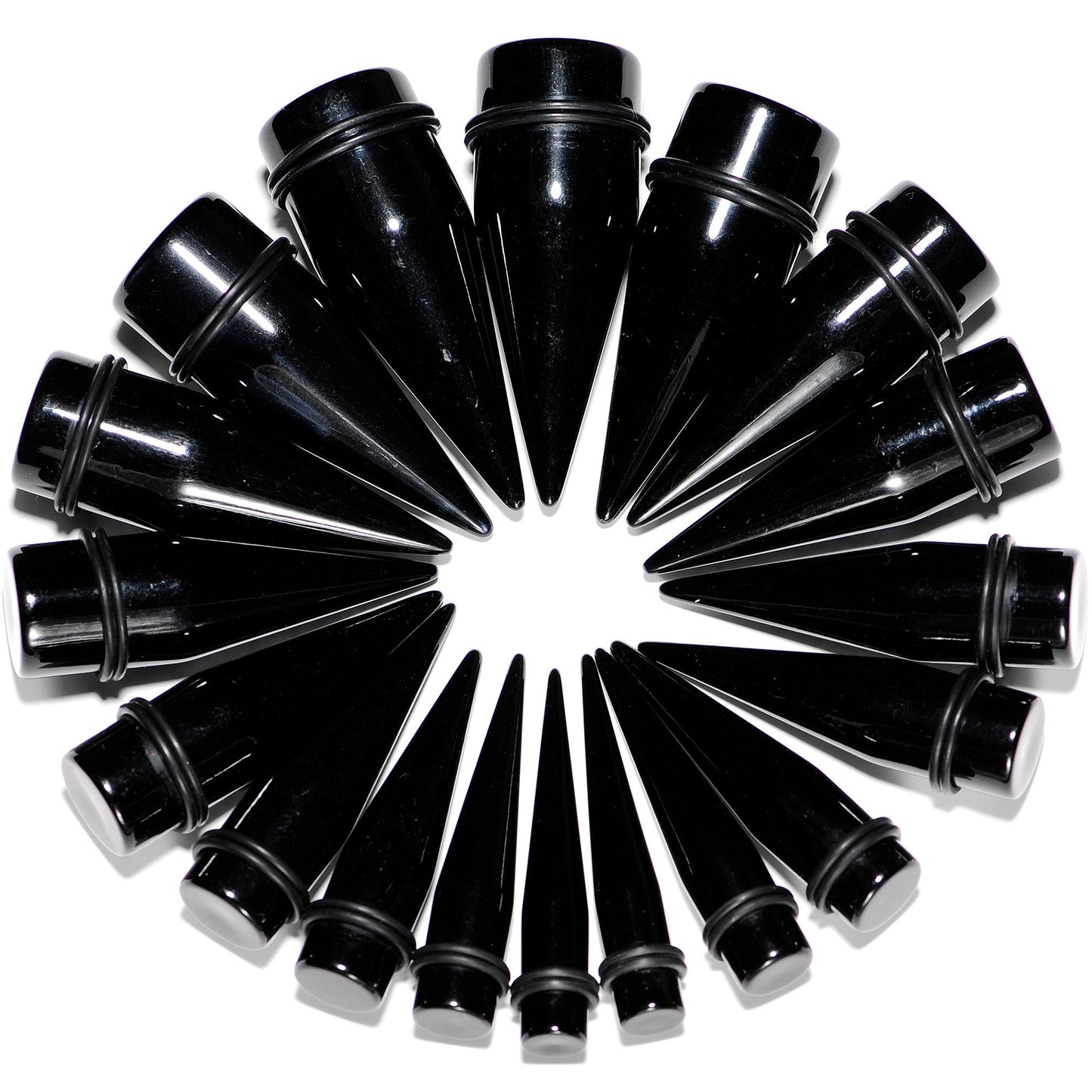 00G to 1 inch 18 Piece Black Acrylic Ear Stretching Taper Kit
