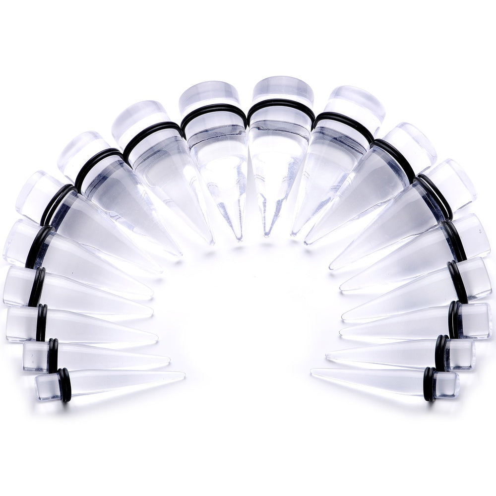 00G to 1 inch 18 Piece Clear Acrylic Ear Stretching Taper Kit