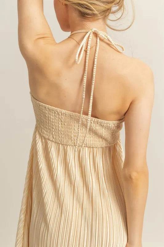 HYFVE Knotted Detail Halter Neck Flowy Maxi Dress