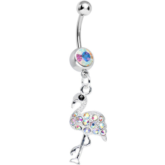 Aurora Gem Ready to Party Flamingo Dangle Belly Ring