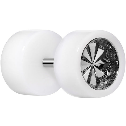 0G White Acrylic Grey Dual Flashy Tire Rim Cheater Plug