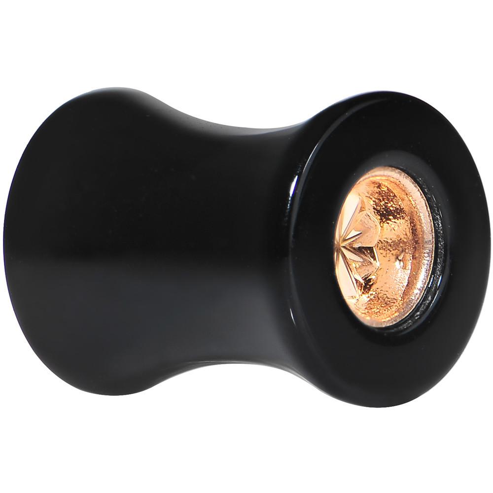 Black Acrylic Gold Flashy Tire Rim Saddle Plug 2G to 20mm