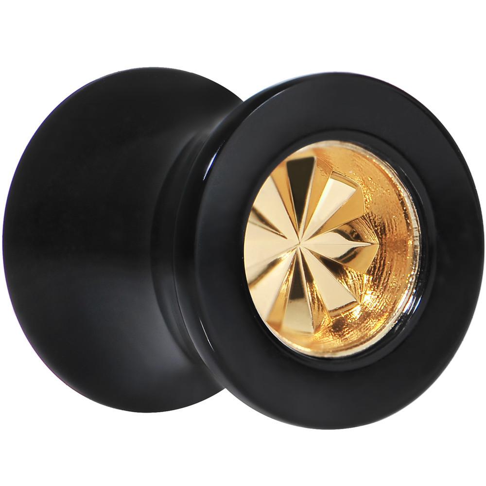 Black Acrylic Gold Flashy Tire Rim Saddle Plug 2G to 20mm