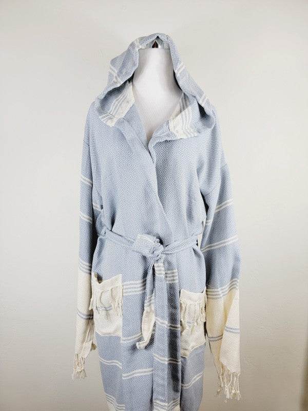 Unisex Robe, Beach or spa Robe with pockets - Sky