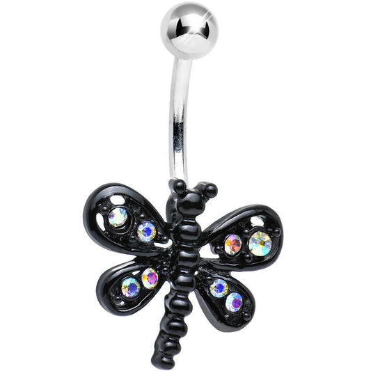 Aurora Gem Dark and Dreamy Dragonfly Belly Ring