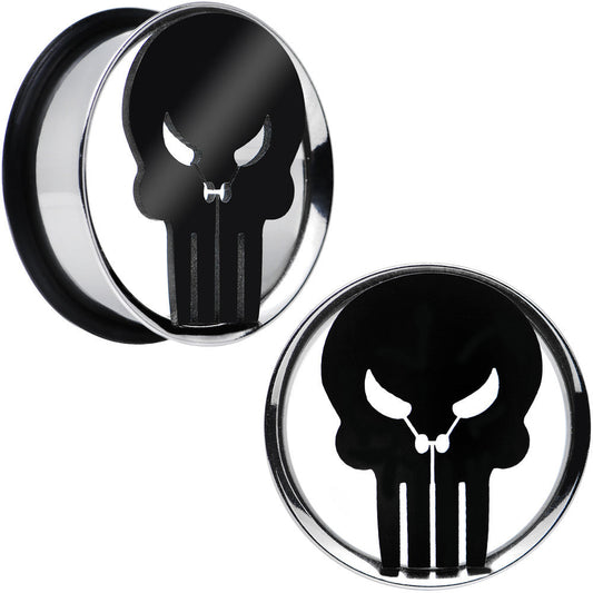 1 inch Licensed The Punisher Single Flare Steel Tunnel Plugs Set