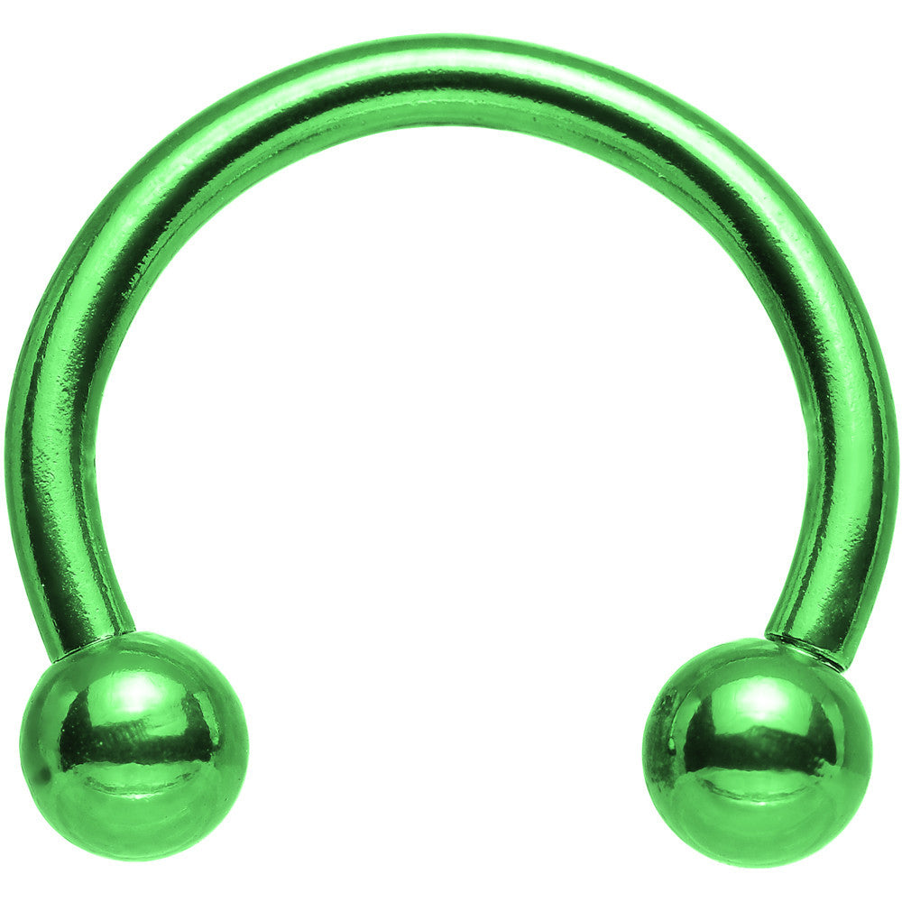 14G 1/2 Apple Green Anodized Horseshoe Circular Barbell