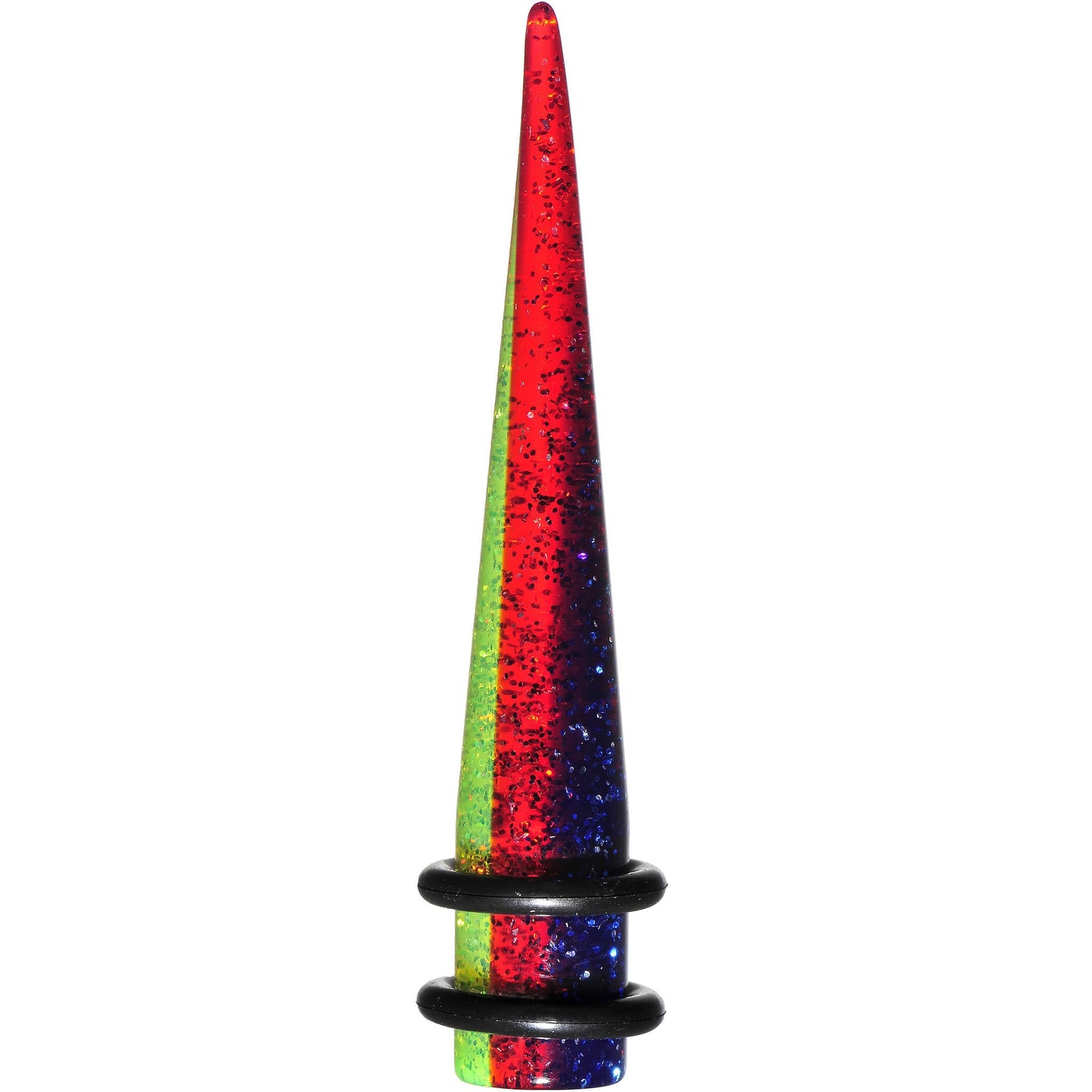 0G Green Red Blue Acrylic Vibrant Glitter Taper