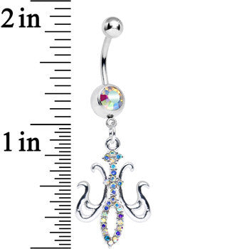Aurora Gem Magnifique Fleur de Lis Dangle Belly Ring