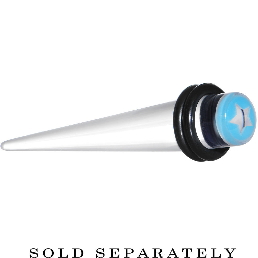 0G Clear Light Blue Acrylic Wish on a Star Taper