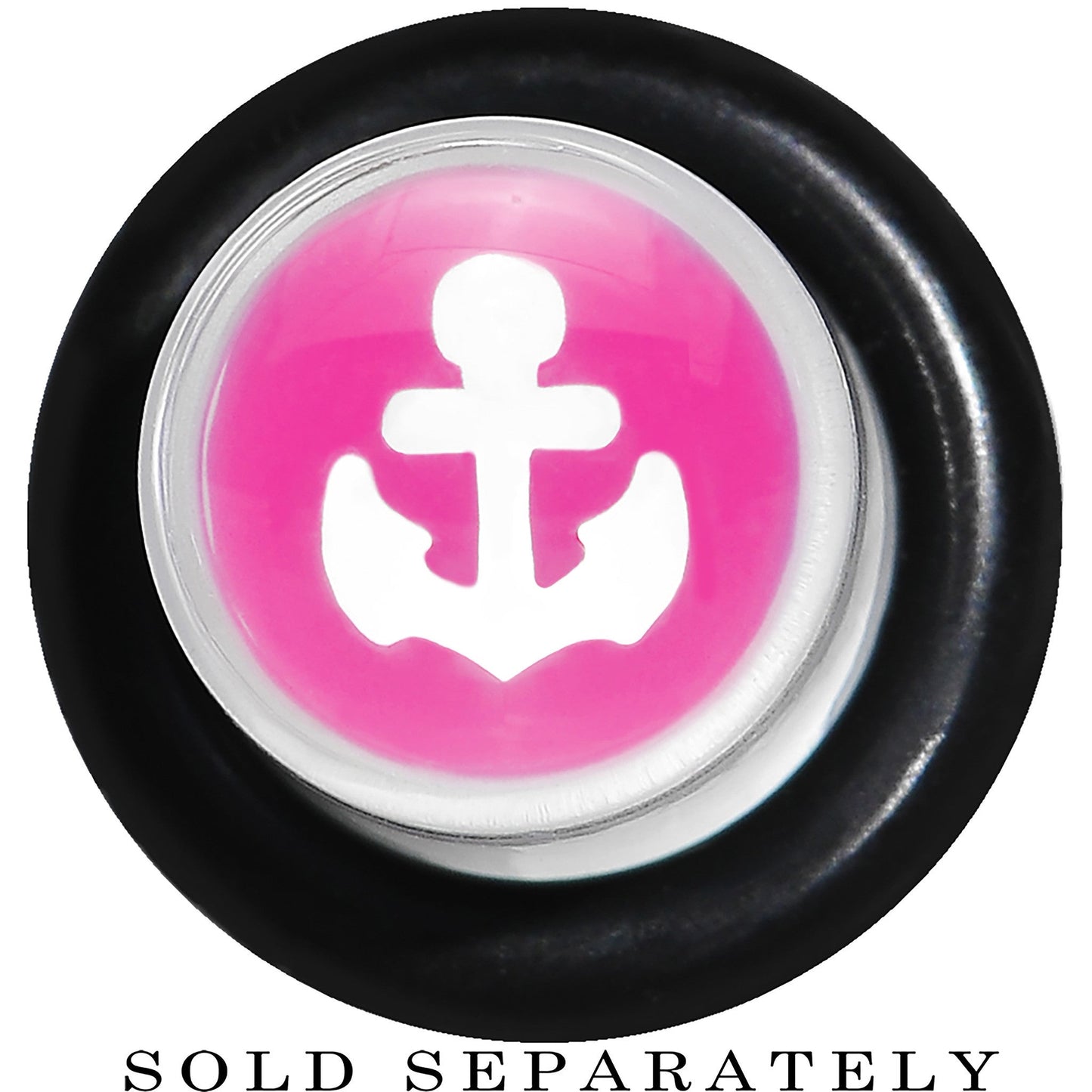 0G Clear Pink Acrylic Set Sail Nautical Anchor Taper